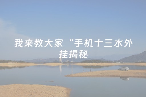 我来教大家“手机十三水外挂揭秘（助赢神器通用版）