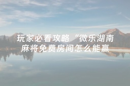 玩家必看攻略“微乐湖南麻将免费房间怎么能赢（专用辅牌神器免安装）