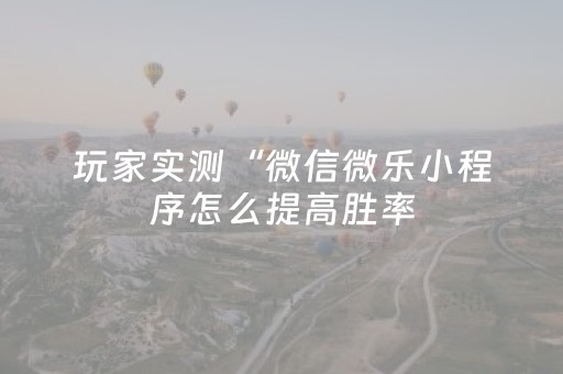 玩家实测“微信微乐小程序怎么提高胜率（专用辅牌神器免安装）