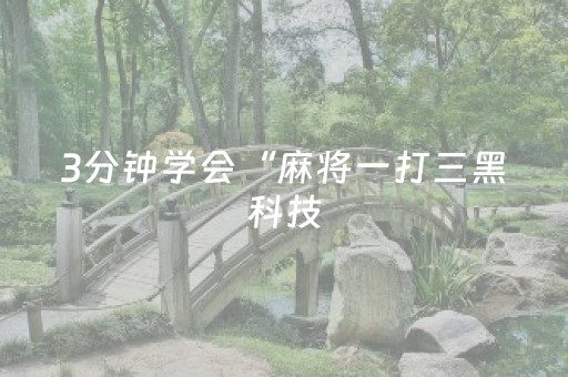 3分钟学会“麻将一打三黑科技（助赢神器通用版）