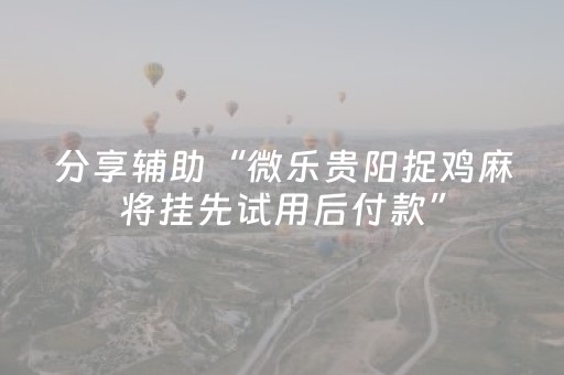 分享辅助“微乐贵阳捉鸡麻将挂先试用后付款”（详细透视教程）-哔哩哔哩