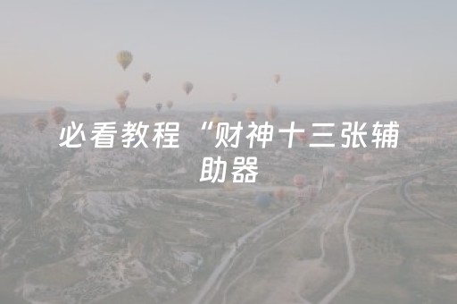 必看教程“财神十三张辅助器（专用辅牌神器免安装）