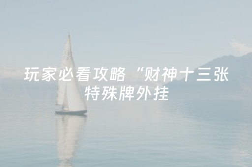 玩家必看攻略“财神十三张特殊牌外挂（助赢神器通用版）
