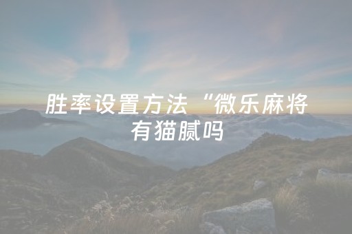 胜率设置方法“微乐麻将有猫腻吗（专用辅牌神器免安装）