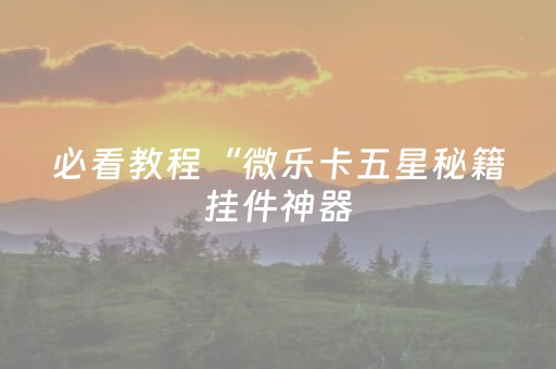 必看教程“微乐卡五星秘籍挂件神器（助赢神器通用版）
