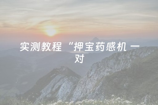 实测教程“押宝药感机 一对（助赢神器通用版）