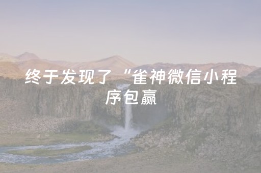 终于发现了“雀神微信小程序包赢（助赢神器通用版）