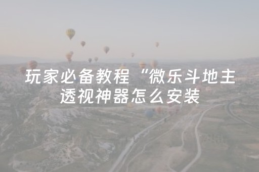 玩家必备教程“微乐斗地主透视神器怎么安装（助赢神器通用版）