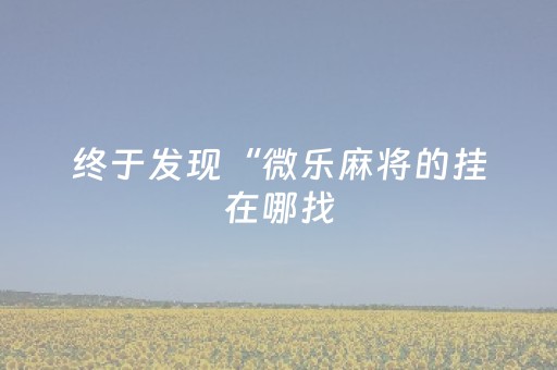 终于发现“微乐麻将的挂在哪找（助赢神器通用版）