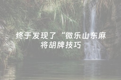 终于发现了“微乐山东麻将胡牌技巧（专用辅牌神器免安装）