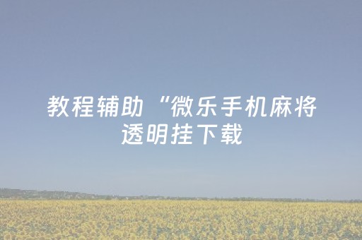 教程辅助“微乐手机麻将透明挂下载（专用辅牌神器免安装）