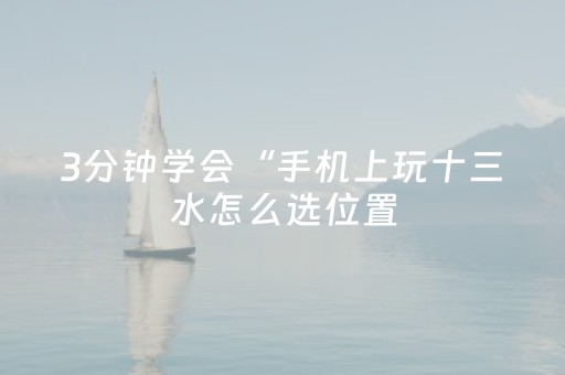3分钟学会“手机上玩十三水怎么选位置（专用辅牌神器免安装）