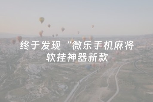 终于发现“微乐手机麻将软挂神器新款（专用辅牌神器免安装）