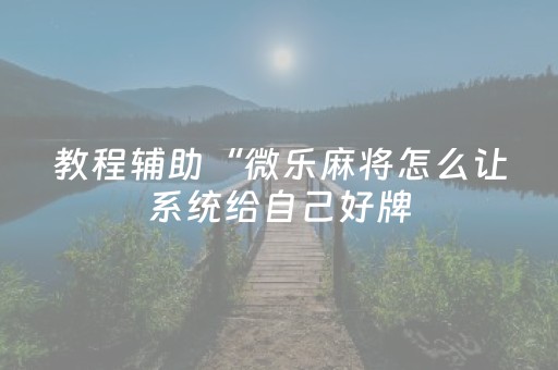 教程辅助“微乐麻将怎么让系统给自己好牌（专用辅牌神器免安装）