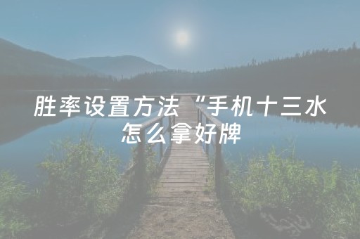 胜率设置方法“手机十三水怎么拿好牌（专用辅牌神器免安装）