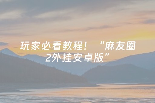 玩家必看教程！“麻友圈2外挂安卓版”（详细辅助教程）-哔哩哔哩