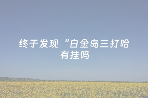 终于发现“白金岛三打哈有挂吗（助赢神器通用版）