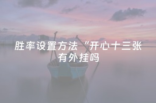 胜率设置方法“开心十三张有外挂吗（专用辅牌神器免安装）