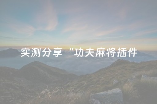 实测分享“功夫麻将插件（助赢神器通用版）