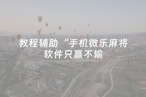 教程辅助“手机微乐麻将软件只赢不输（助赢神器通用版）