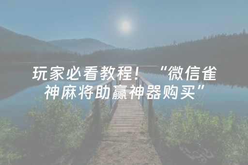 玩家必看教程！“微信雀神麻将助赢神器购买”（详细开挂教程）-哔哩哔哩