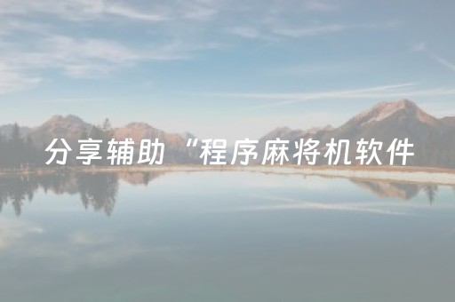分享辅助“程序麻将机软件（助赢神器通用版）