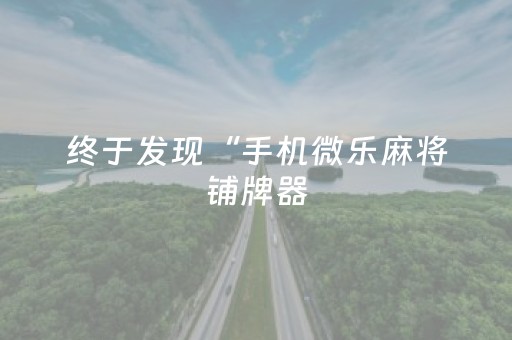 终于发现“手机微乐麻将铺牌器（专用辅牌神器免安装）