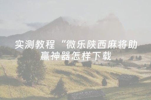 实测教程“微乐陕西麻将助赢神器怎样下载（专用辅牌神器免安装）