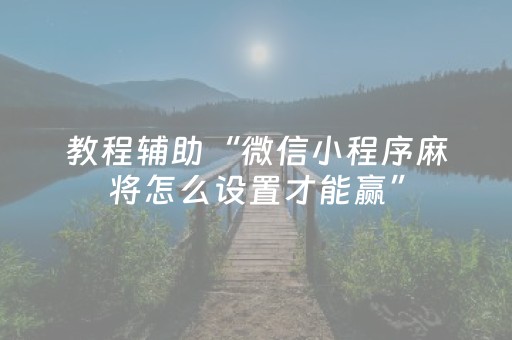 教程辅助“微信小程序麻将怎么设置才能赢”（详细透视教程）-哔哩哔哩