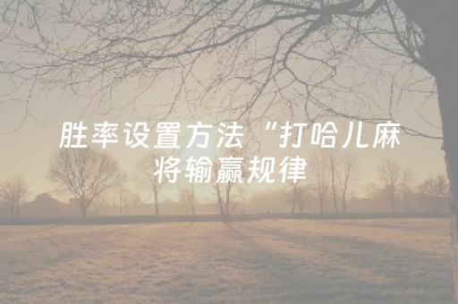胜率设置方法“打哈儿麻将输赢规律（助赢神器通用版）