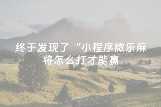 终于发现了“小程序微乐麻将怎么打才能赢（助赢神器通用版）