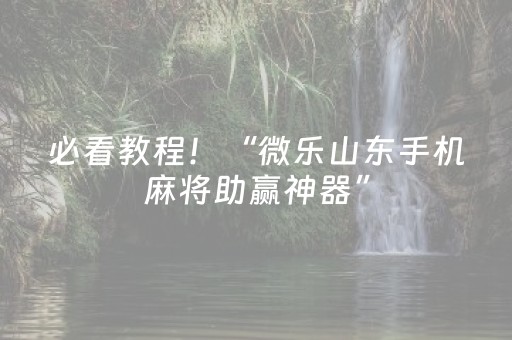必看教程！“微乐山东手机麻将助赢神器”（详细开挂教程）-哔哩哔哩