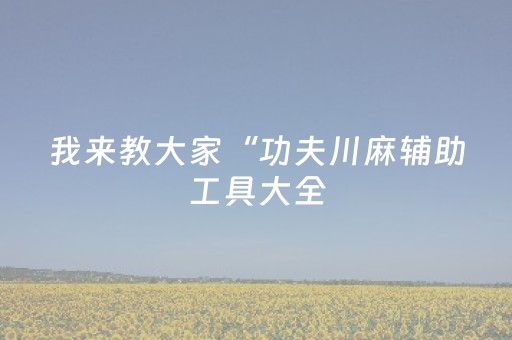 我来教大家“功夫川麻辅助工具大全（专用辅牌神器免安装）