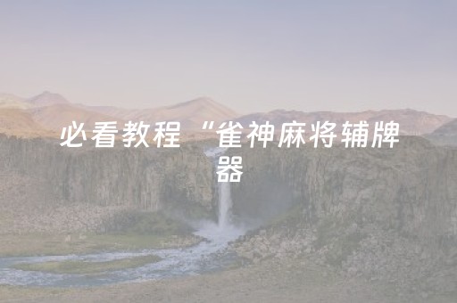 必看教程“雀神麻将辅牌器（助赢神器通用版）