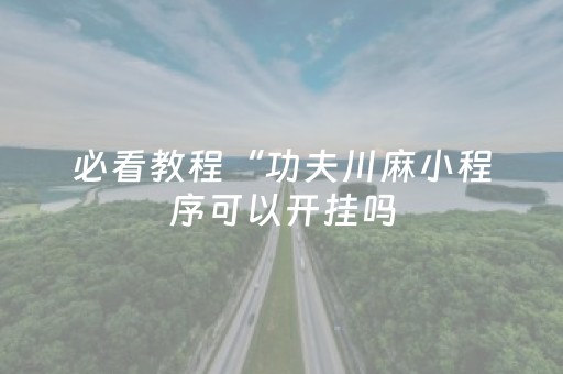 必看教程“功夫川麻小程序可以开挂吗（专用辅牌神器免安装）