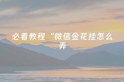 必看教程“微信金花挂怎么弄（助赢神器通用版）