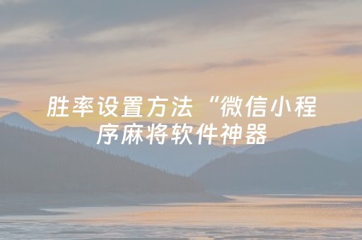 胜率设置方法“微信小程序麻将软件神器（专用辅牌神器免安装）