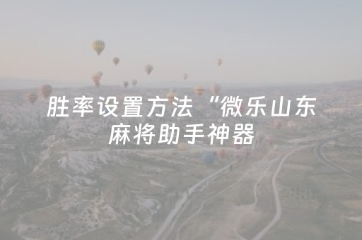 胜率设置方法“微乐山东麻将助手神器（助赢神器通用版）