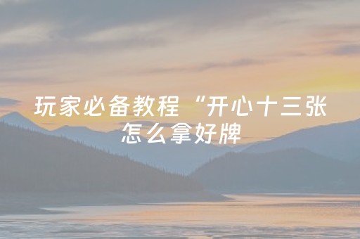 玩家必备教程“开心十三张怎么拿好牌（助赢神器通用版）