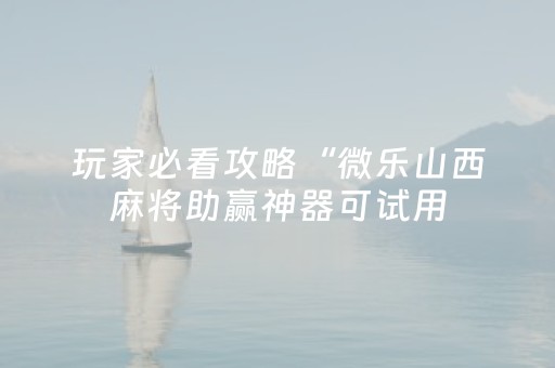 玩家必看攻略“微乐山西麻将助赢神器可试用（助赢神器通用版）