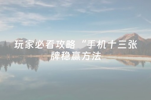 玩家必看攻略“手机十三张牌稳赢方法（专用辅牌神器免安装）