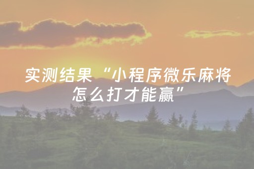 实测结果“小程序微乐麻将怎么打才能赢”（详细透视教程）-哔哩哔哩
