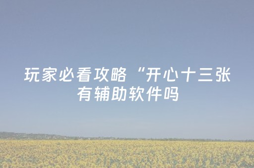 玩家必看攻略“开心十三张有辅助软件吗（助赢神器通用版）