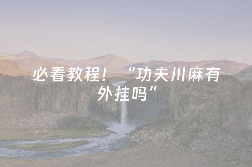 必看教程！“功夫川麻有外挂吗”（详细开挂教程）-哔哩哔哩