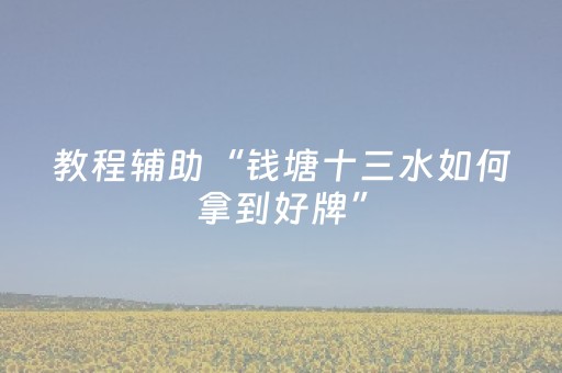 教程辅助“钱塘十三水如何拿到好牌”（详细透视教程）-哔哩哔哩