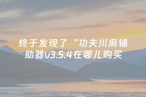 终于发现了“功夫川麻辅助器v3.5.4在哪儿购买（助赢神器通用版）