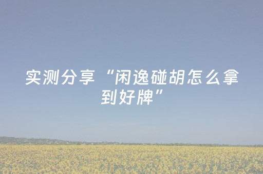 实测分享“闲逸碰胡怎么拿到好牌”（详细辅助教程）-哔哩哔哩
