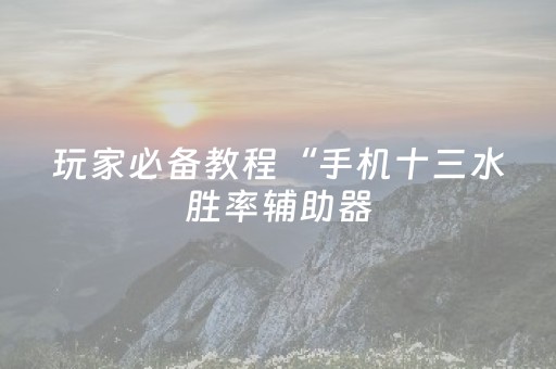 玩家必备教程“手机十三水胜率辅助器（专用辅牌神器免安装）