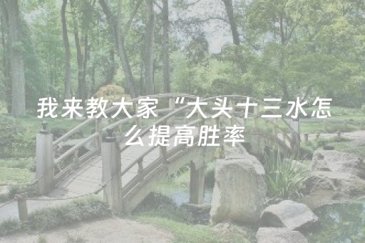我来教大家“大头十三水怎么提高胜率（专用辅牌神器免安装）