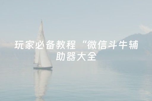 玩家必备教程“微信斗牛辅助器大全（专用辅牌神器免安装）